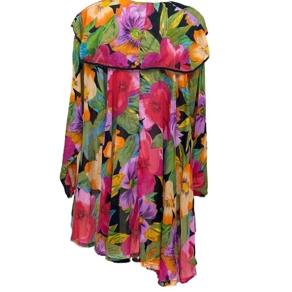 Live In Color vintage lightweight cotton floral tunic, medium, multicolor, artsy - Picture 3 of 6